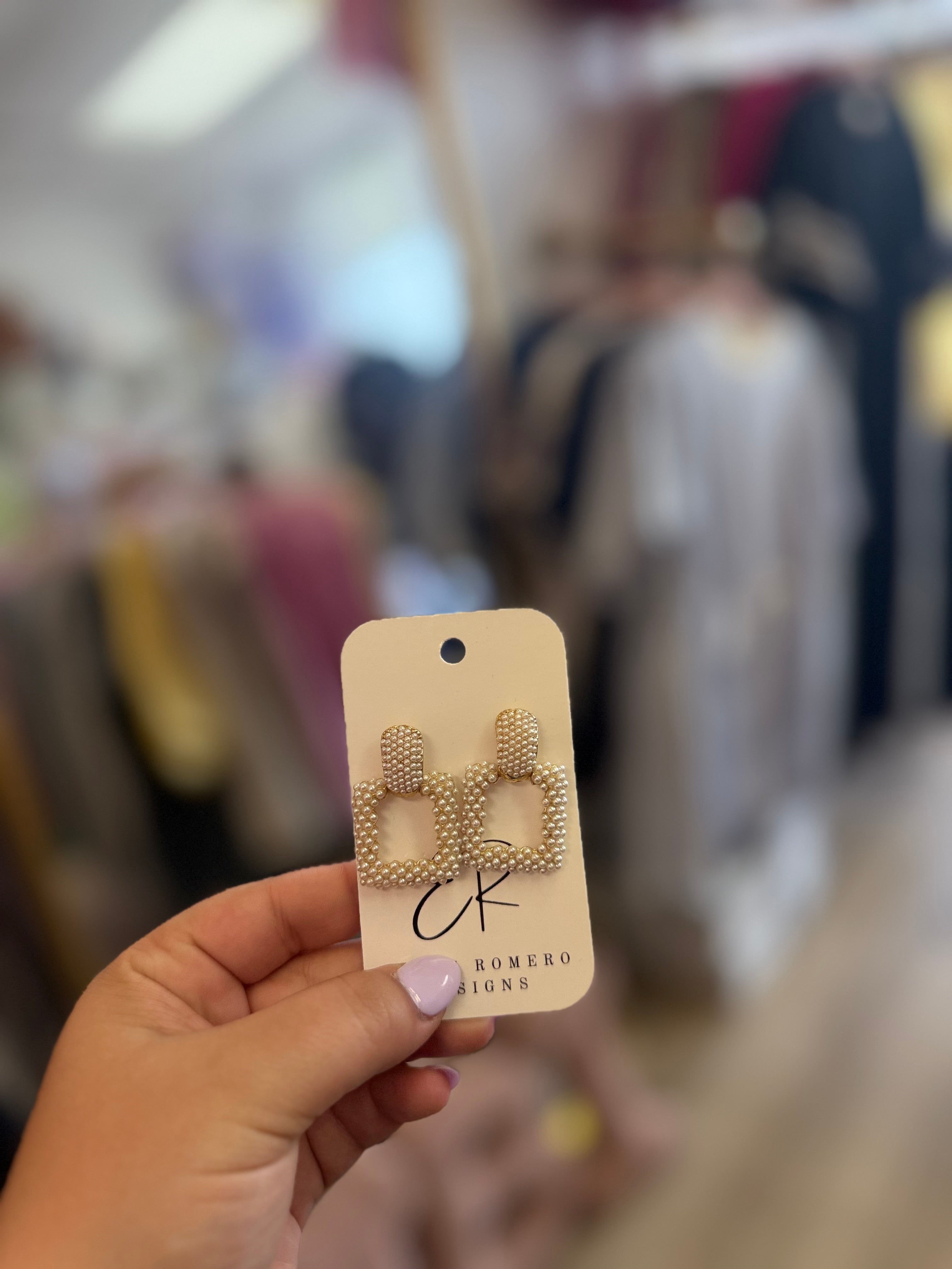 Pearl Square Earrings