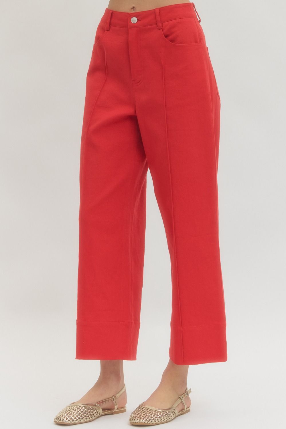 Red Front Seam Pants