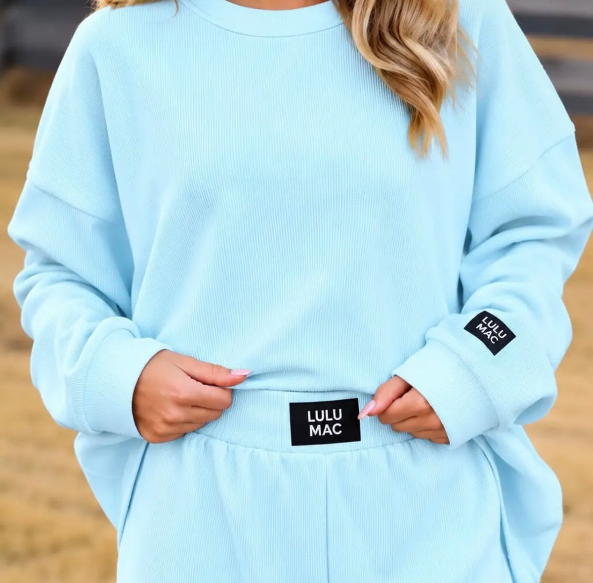 Light Blue Waffle Knit Lulu Mac