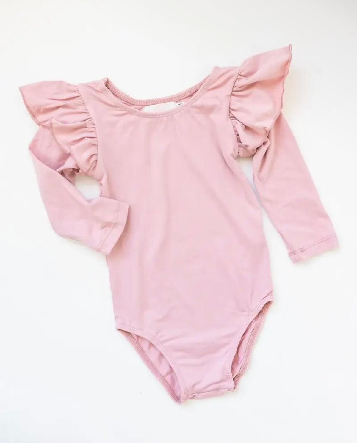 Vintage Pink Long Sleeve Flutter Sleeve Leotard