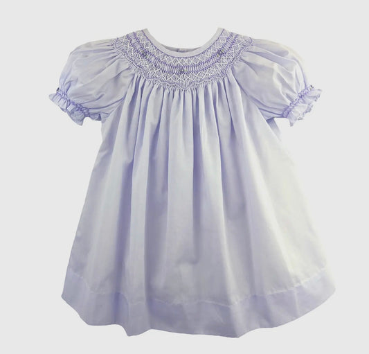 Lavender Smocked Dress with Pearls