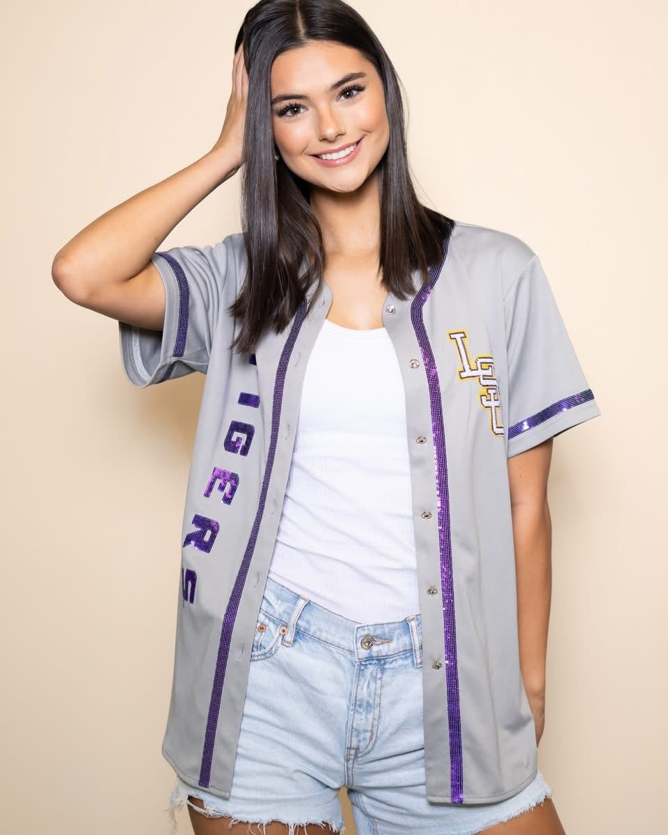 LSU Sequin Baseball Jersey**Licensed