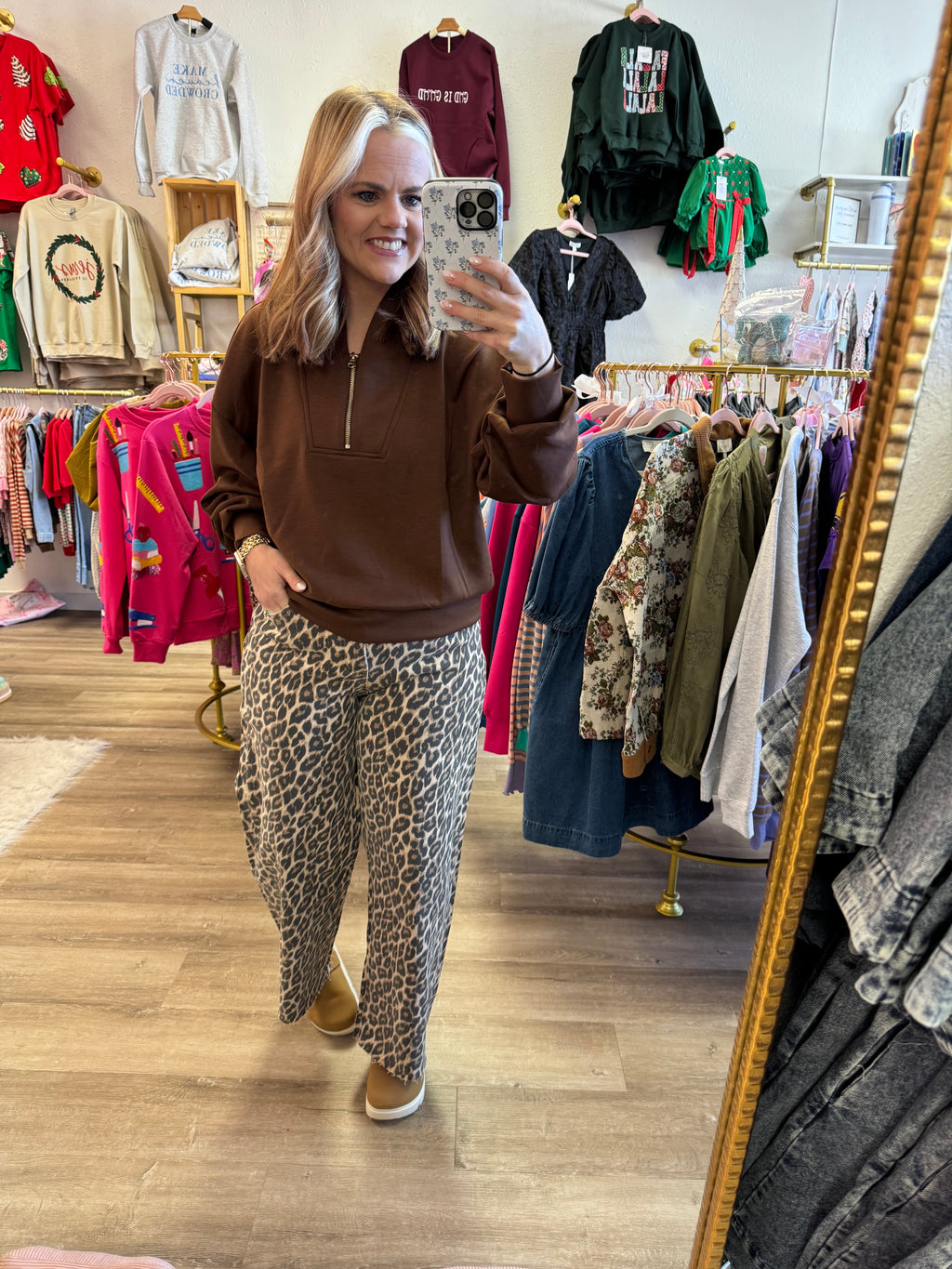 Leopard High Rise Cropped Jeans