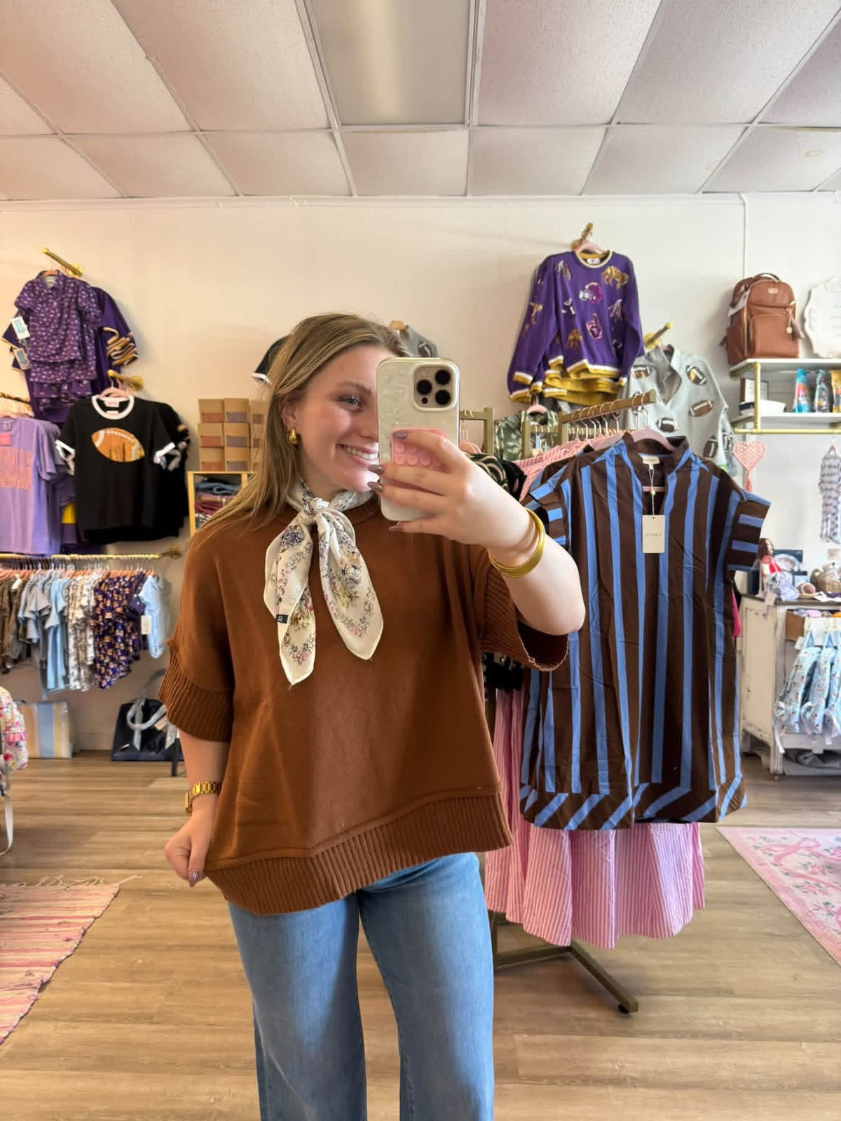 Rust- Short Sleeve Sweater Top