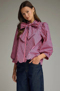 Bella Bow Stripe Top Pink/Pine