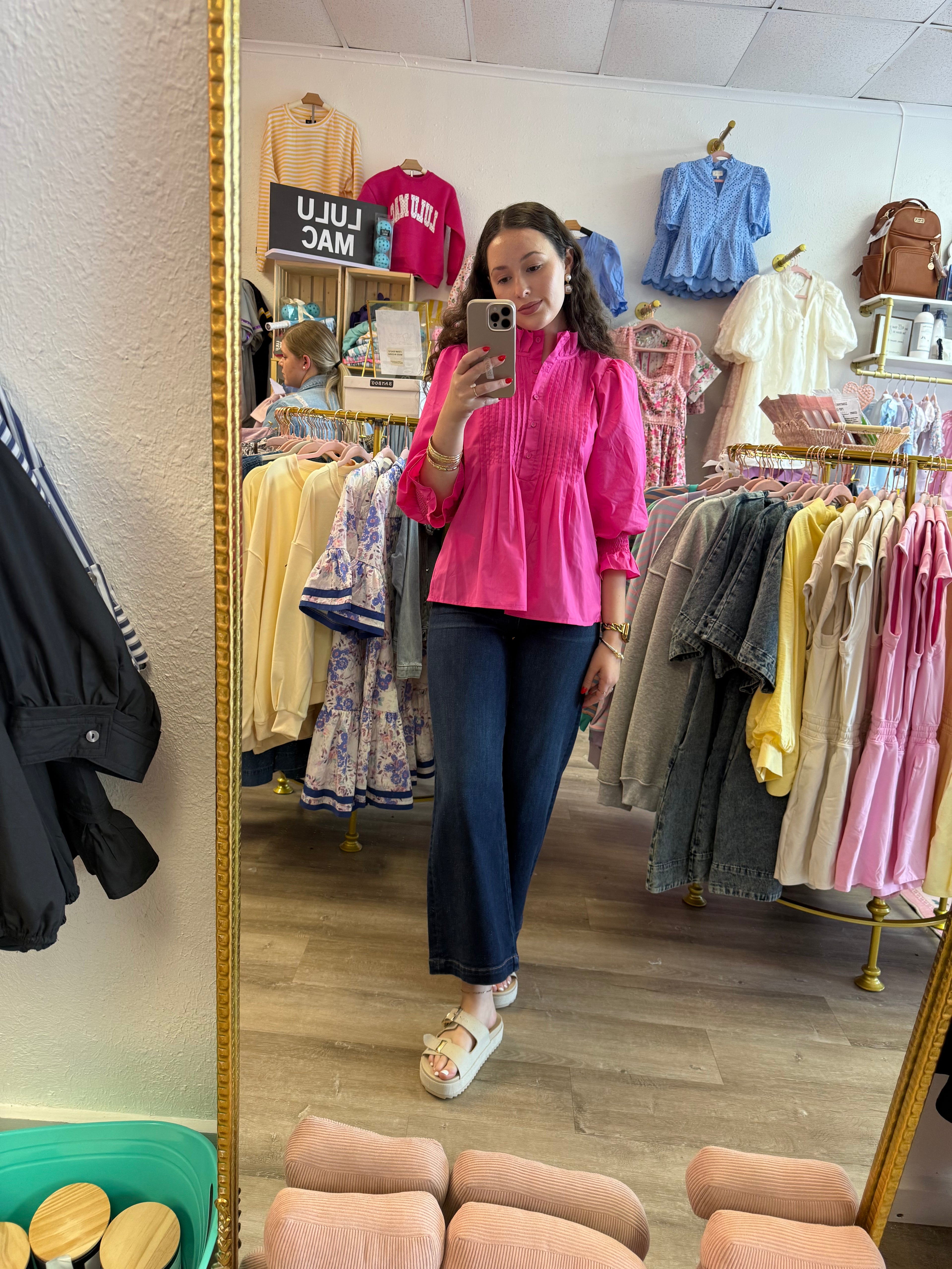 Hot Pink Puff Sleeve Top