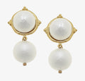 Gold Cotton Pearl Drop Earrings