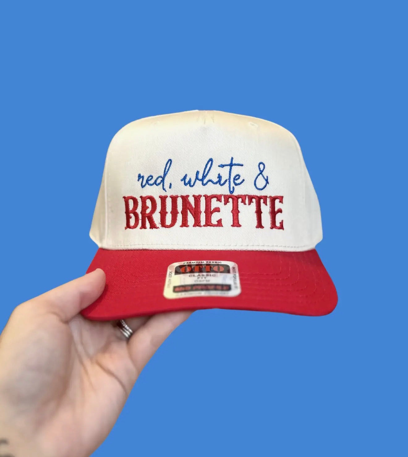 Red, White & Brunette Hat