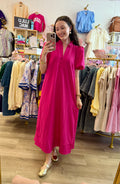 Pink Puff Sleeve midi dress