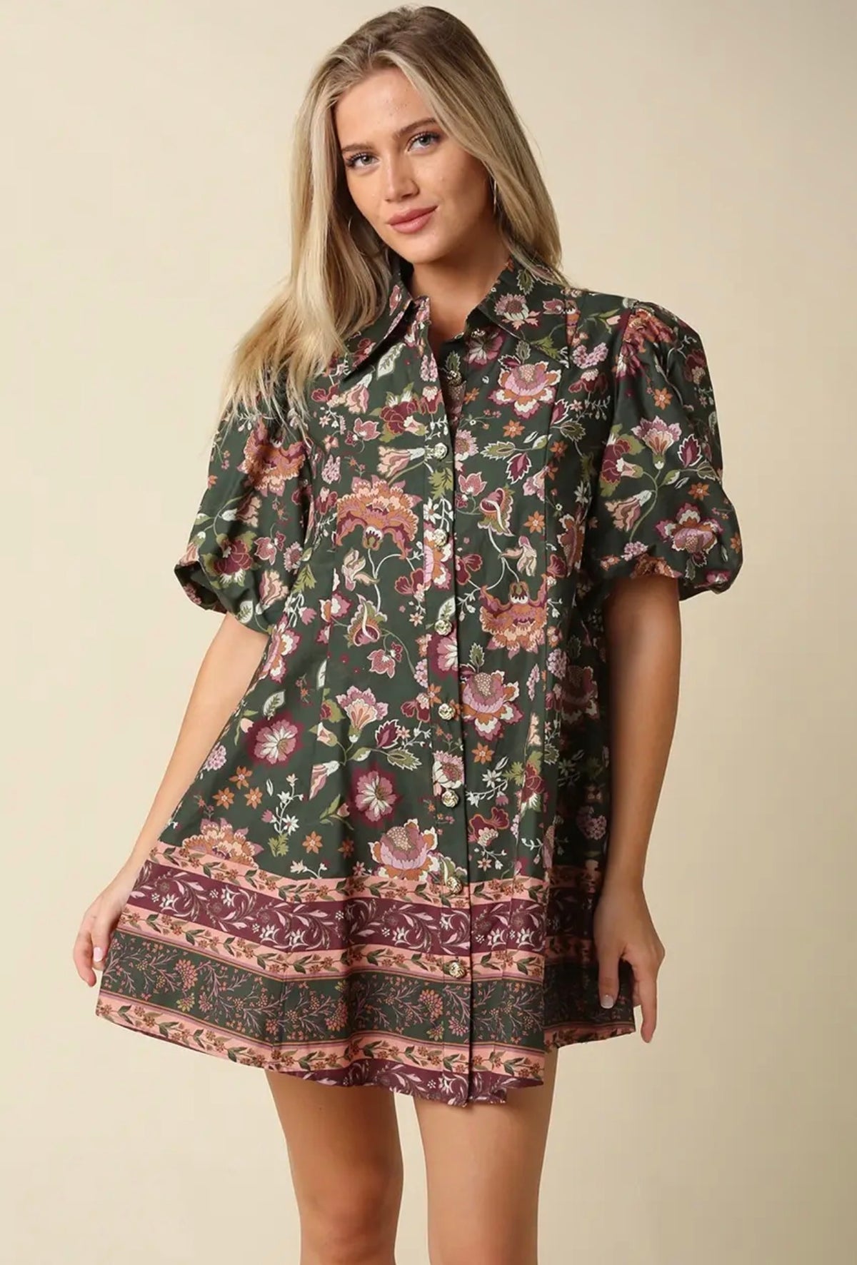 Lydia Puff Sleeve Floral Dress