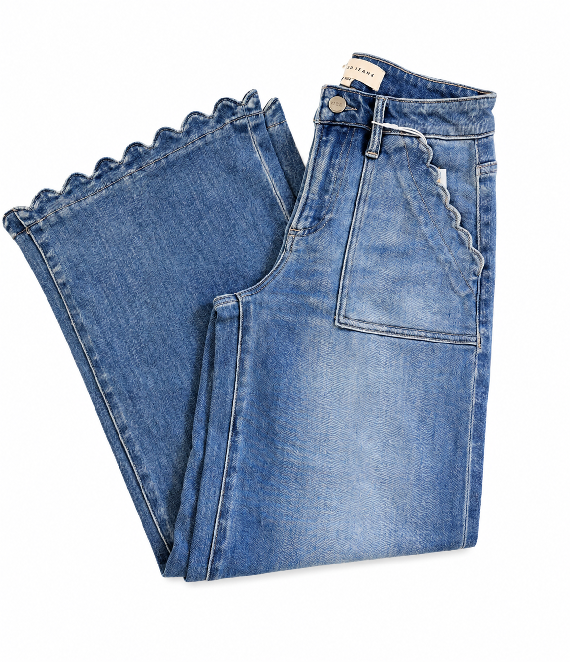 Scalloped Risen Jeans|Preorder