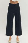 Black Denim Front Seam Bottoms