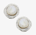 Silver with pearl pierced earrings