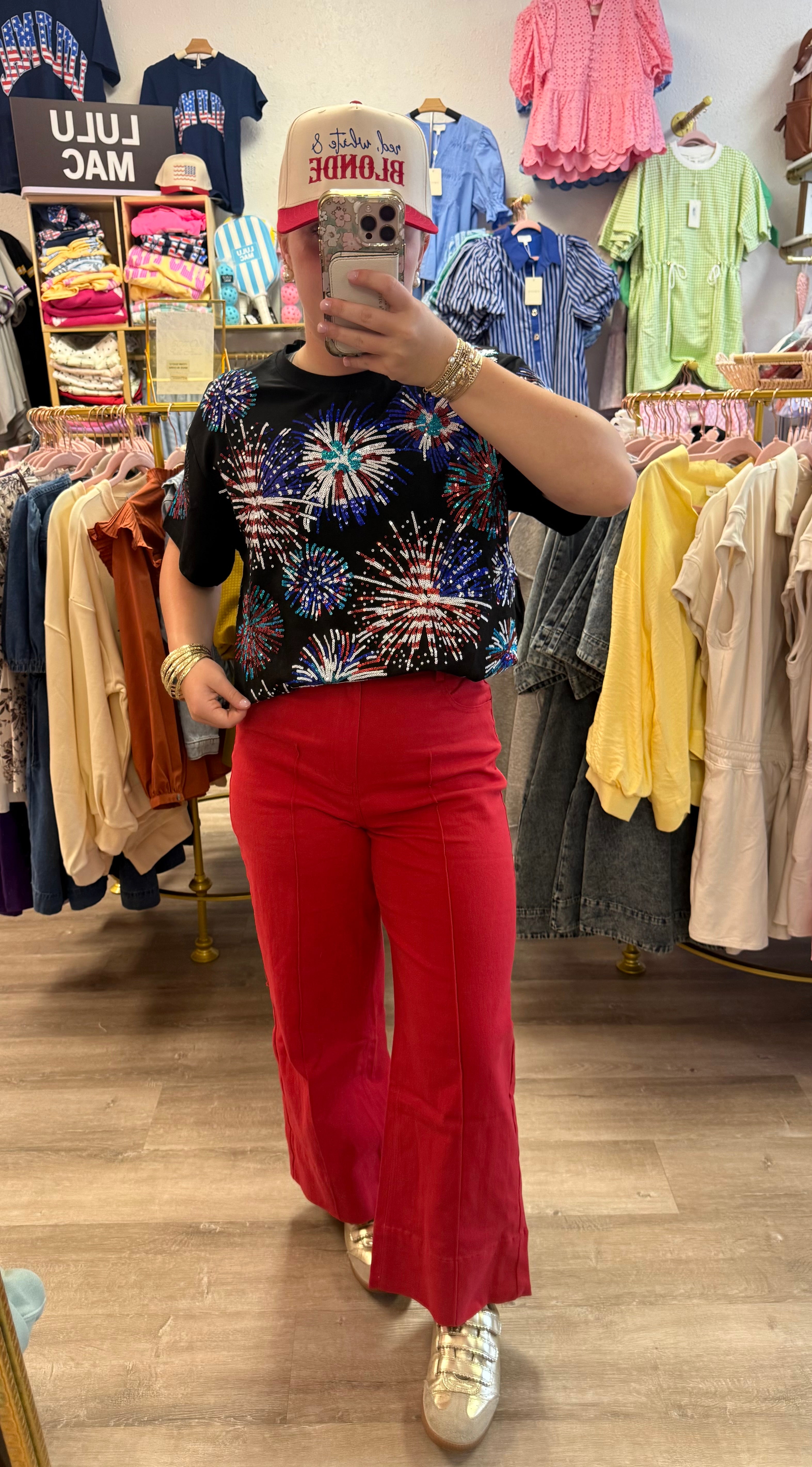 Red Front Seam Pants