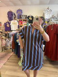 Brown & Blue Striped Dress