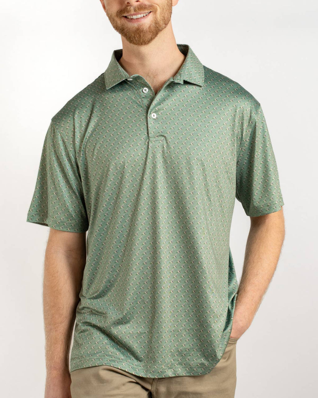 Men's Flying Mallard Performance Polo   Green/Multi   -Asst.