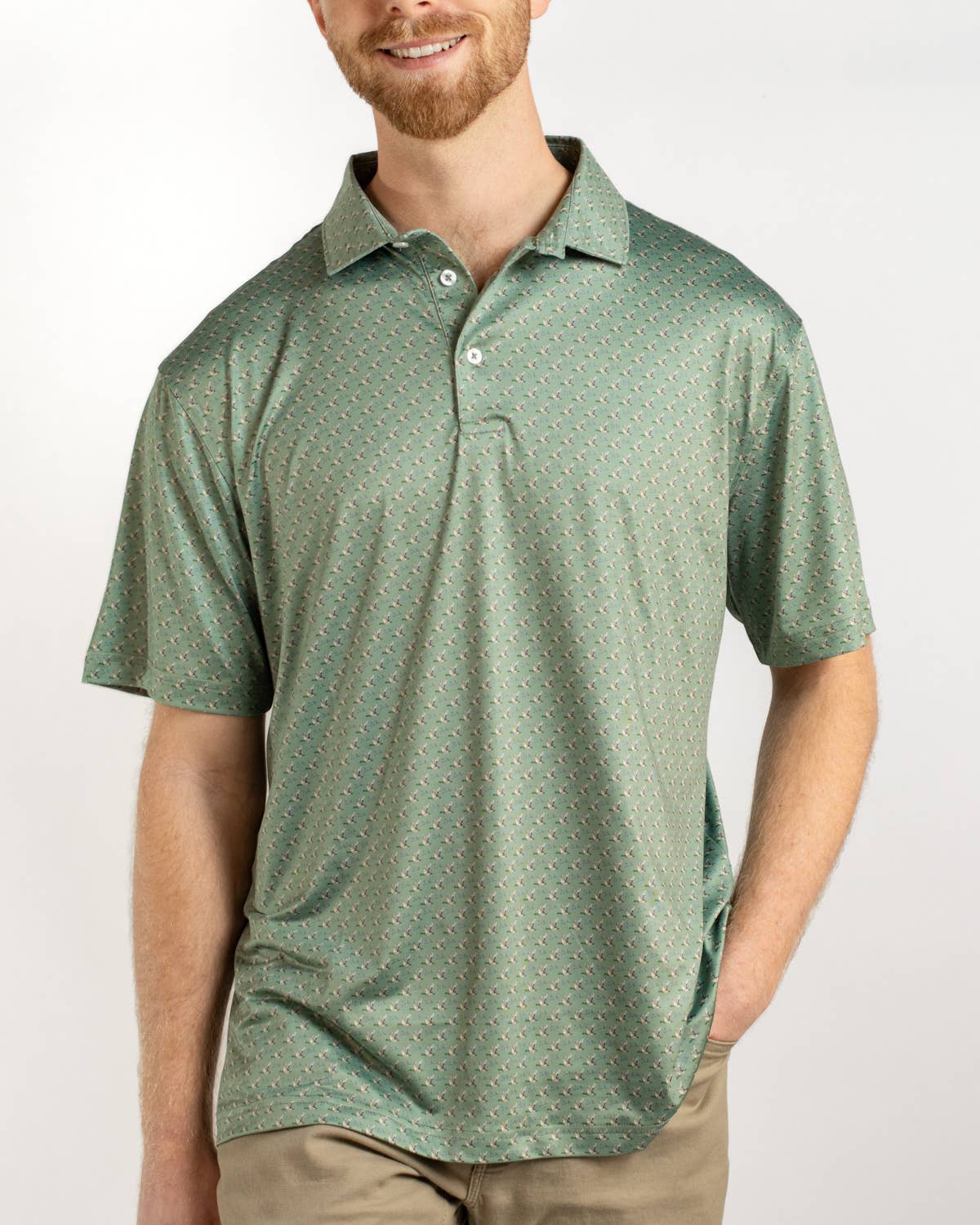 Men's Flying Mallard Performance Polo   Green/Multi   -Asst.