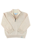 Boys Heather Oatmeal Quarter-Zip Sweater