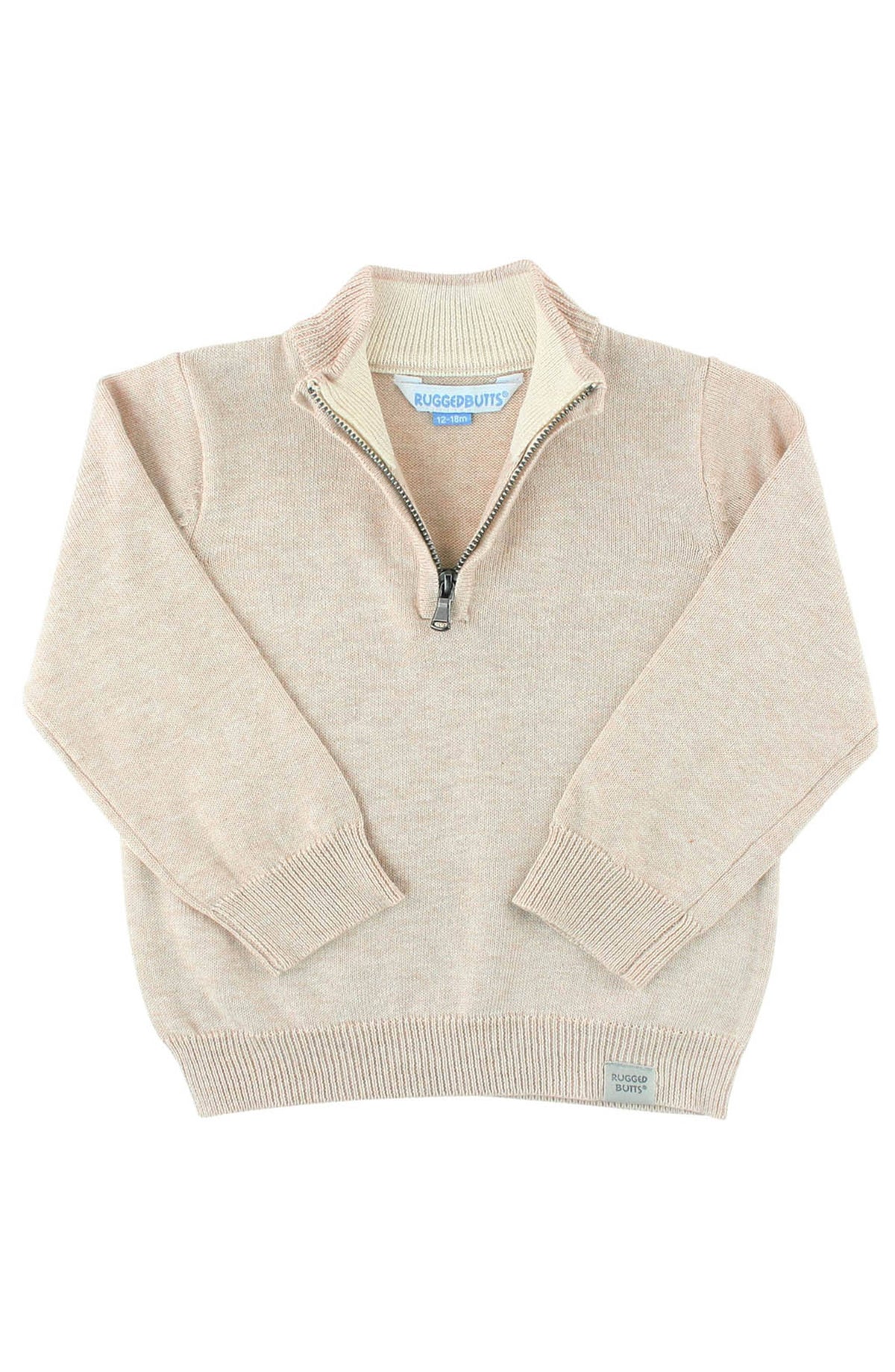 Boys Heather Oatmeal Quarter-Zip Sweater